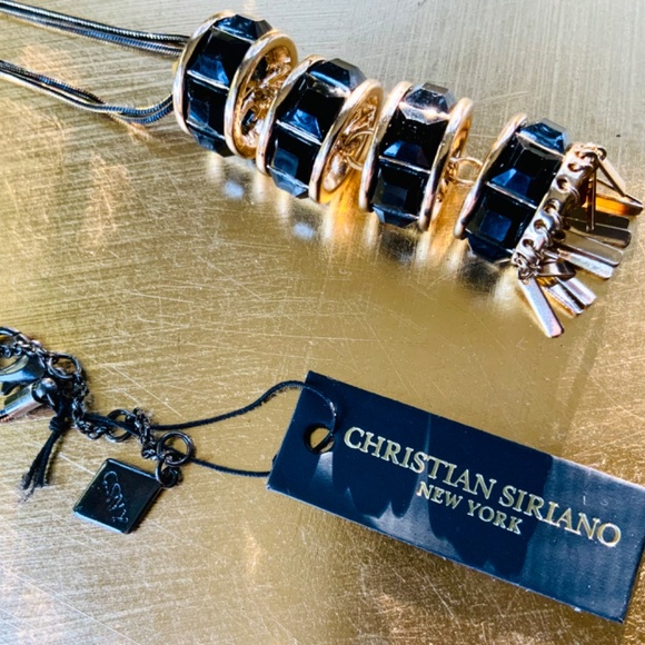 Christian Siriano NECKLACE ❤️SPECIAL OFFER ❤️BLACK CRYSTAL TASSEL PENDANT NWT - Picture 6 of 9
